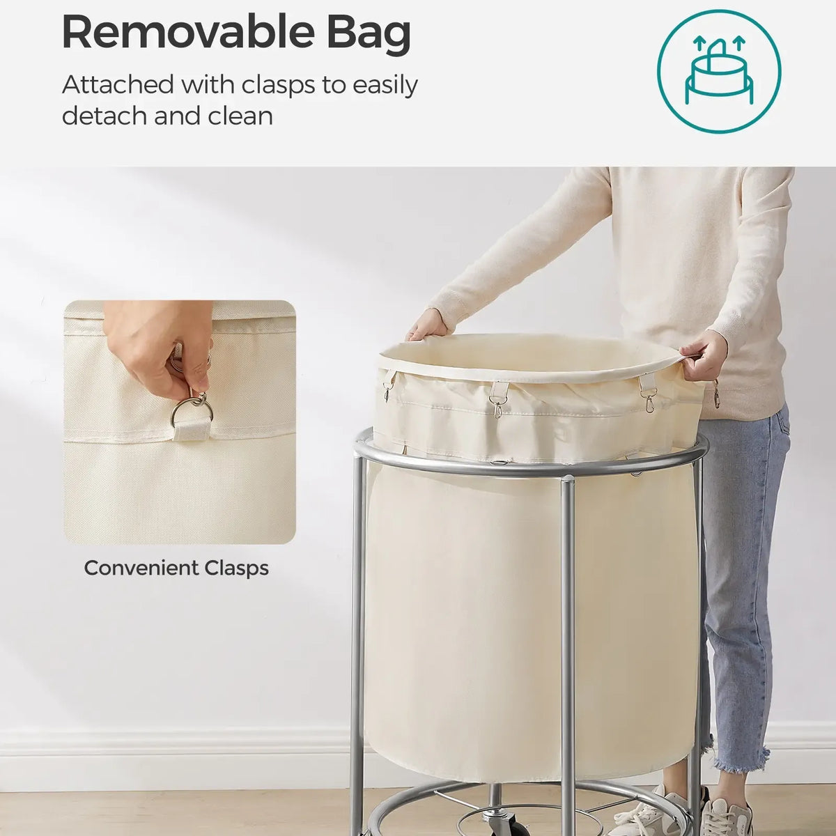 SONGMICS Rolling Laundry Hamper with Wheels